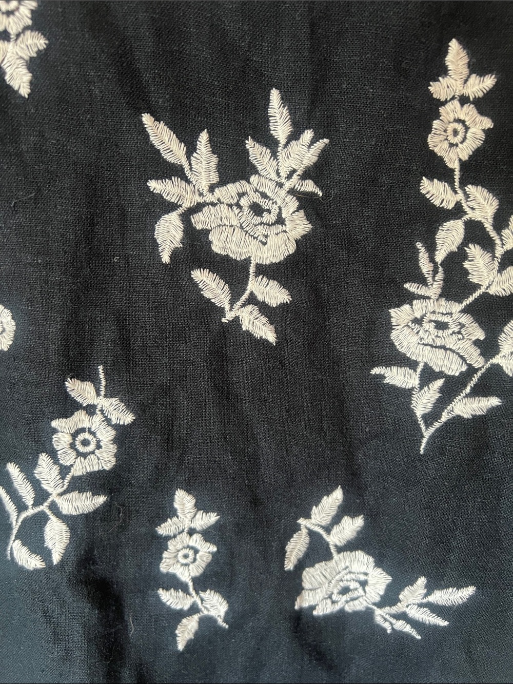 Abercrombie & Fitch Black Dress with Cream Floral Stitching - Picture 3 of 6